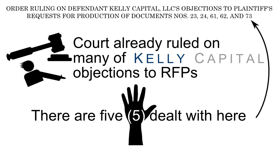 KE L L YCA P I T A L Court already ruled on many of objections to RFPs There are five (5)dealt with here