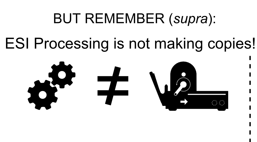 ESI Processing is not making copies! = BUT REMEMBER (supra):