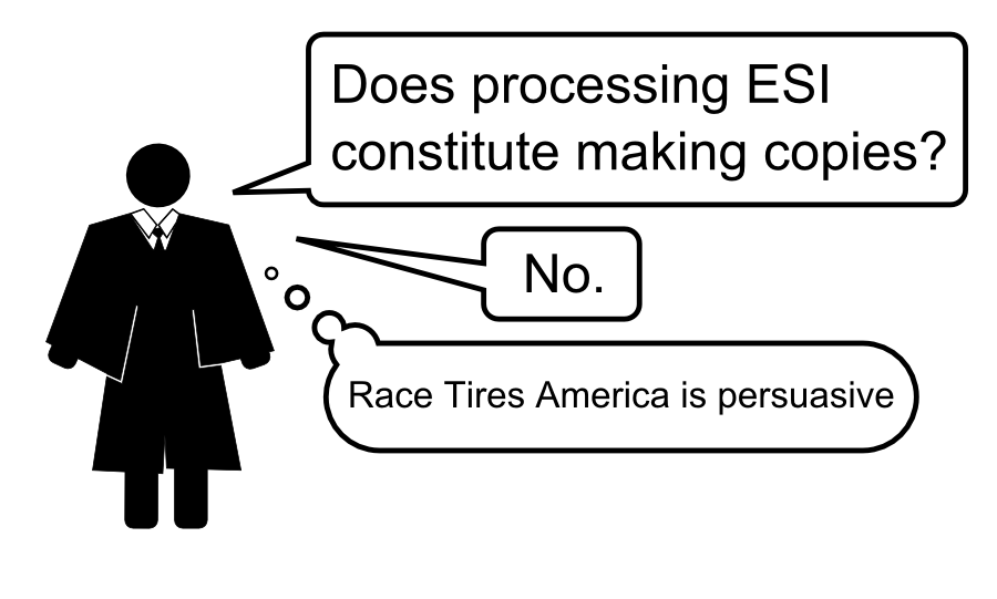Does processing ESI constitute making copies? No. Race Tires America is persuasive