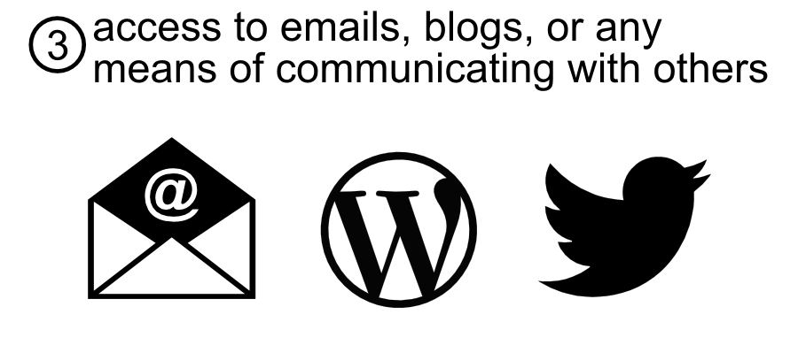 access to emails, blogs, or any means of communicating with others 3