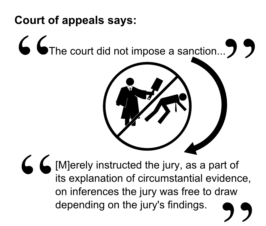 Court of appeals says: [M]erely instructed the jury, as a part of its explanation of circumstantial evidence, on inferences the jury was free to draw depending on the jury's findings. The court did not impose a sanction...